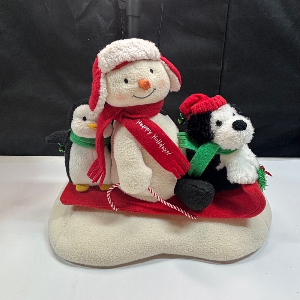 Hallmark Jingle Pals 2007 Sleigh Ride AS IS Snowman Penguin Dog On Sled Musical